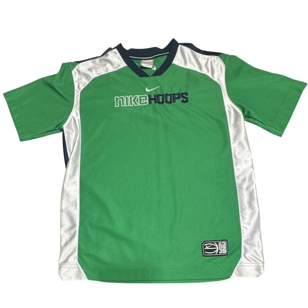 Nike Hoops Basketball Jersey Boys Medium Green Embroidered Y2K Vintage 218417-30